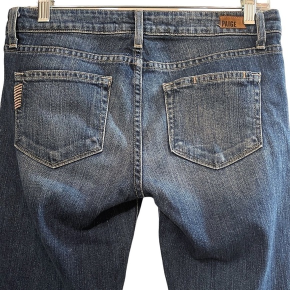 Paige Skyline Ankle Peg Straight Leg Distressed Blue Jeans 27 - Picture 5 of 9